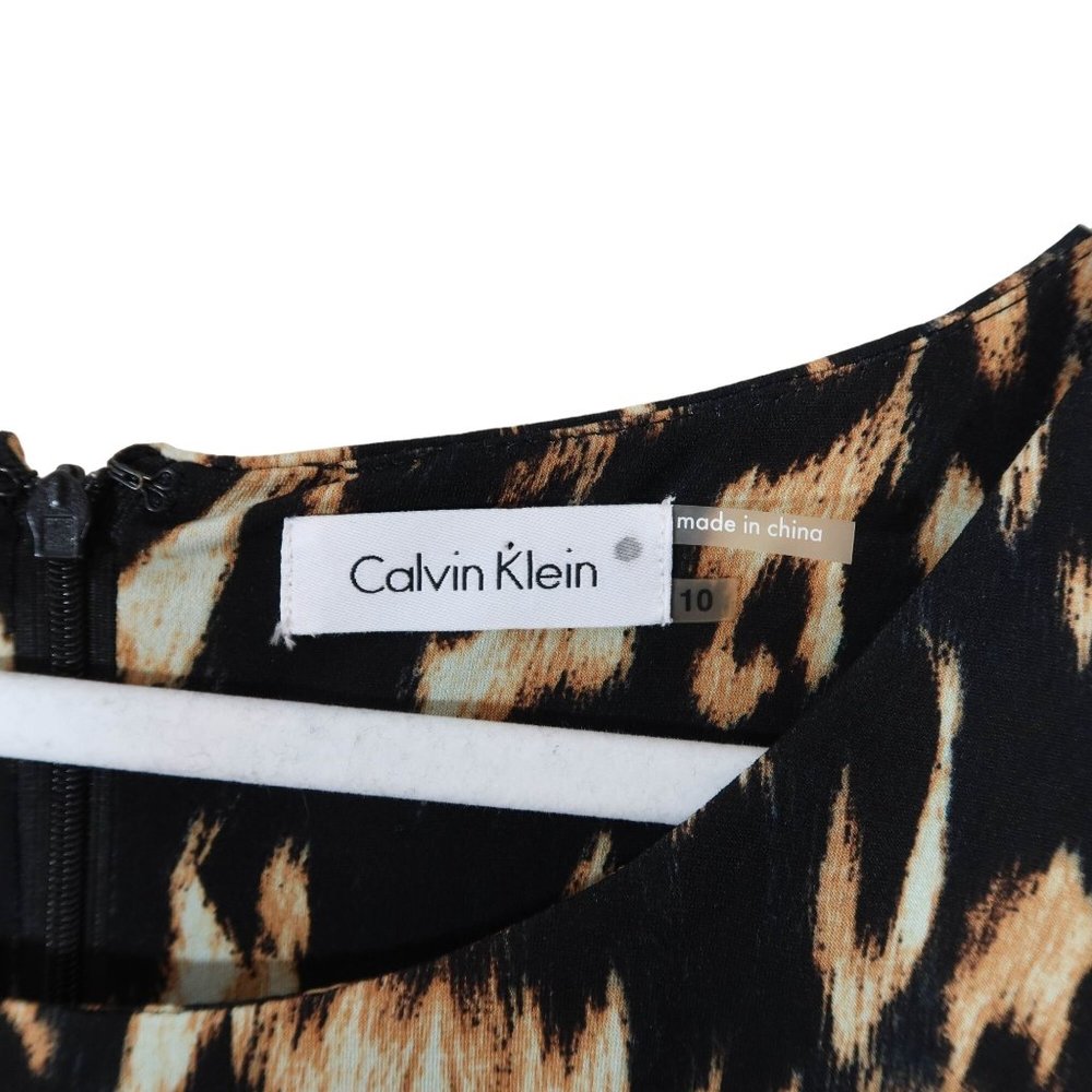 Calvin Klein Size 10 Abstract Leopard Print Sleev… - image 5